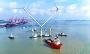 Giàn turbine gió mạnh nhất thế giới trụ vững trong bão Yagi